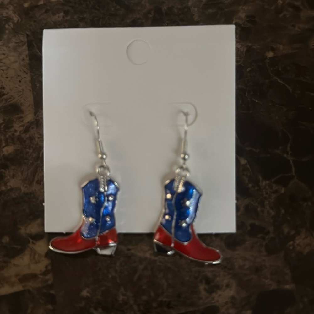 Red and Blue Boot Earrings New